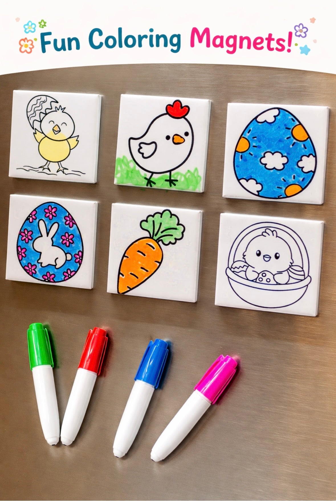 Reusable Easter Colouring Magnets