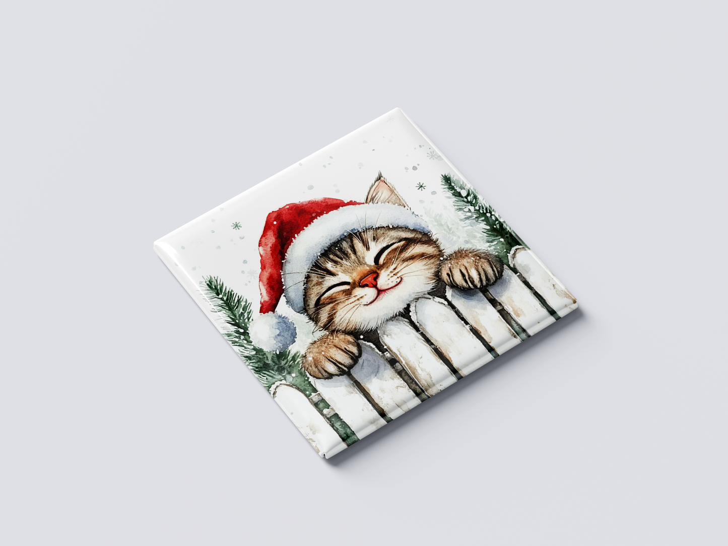 Christmas Cat on Fence