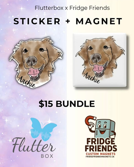 Custom Pet Magnet + Sticker Bundle